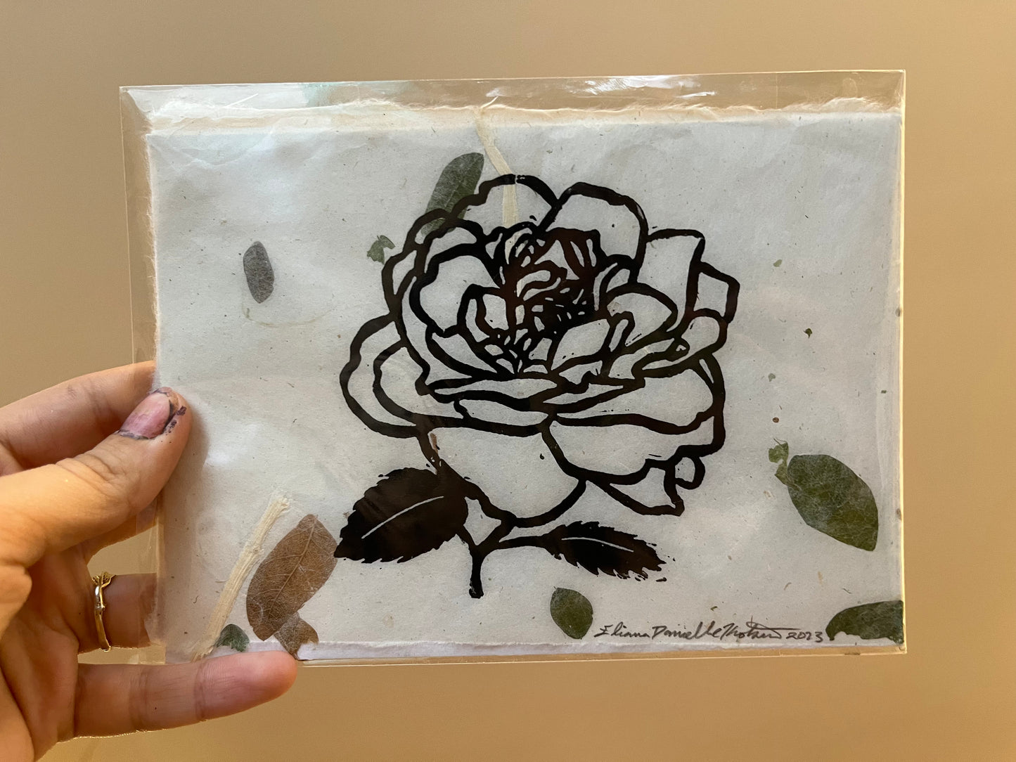 Tea Rose Linocut