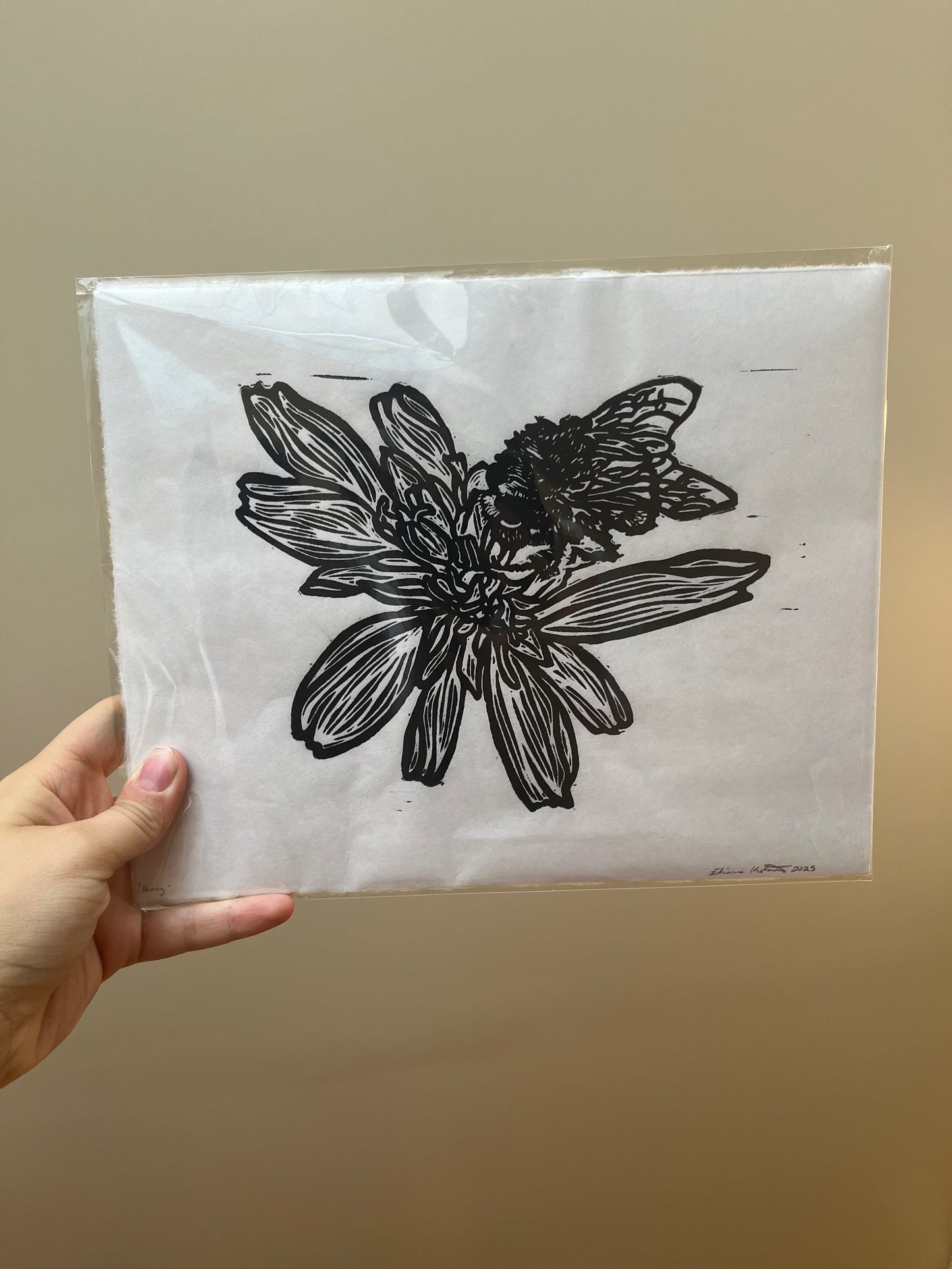 "Honey" Linocut