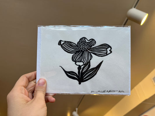 Dogwood Flower Linocut