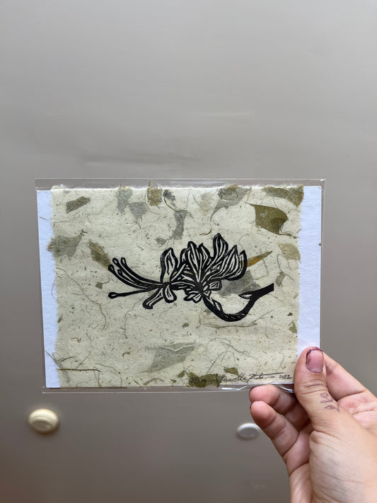 Honeysuckle Flower Linocut