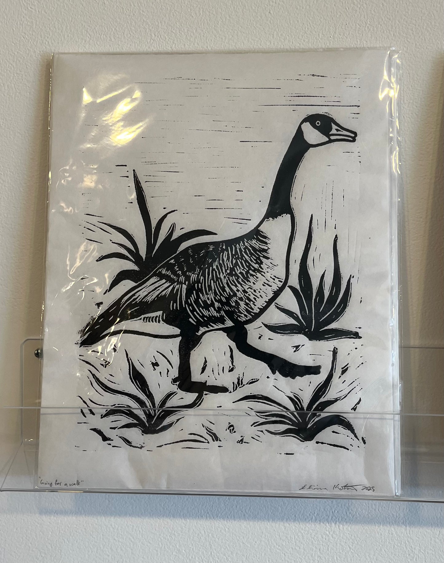 "Going for a Walk" Linocut