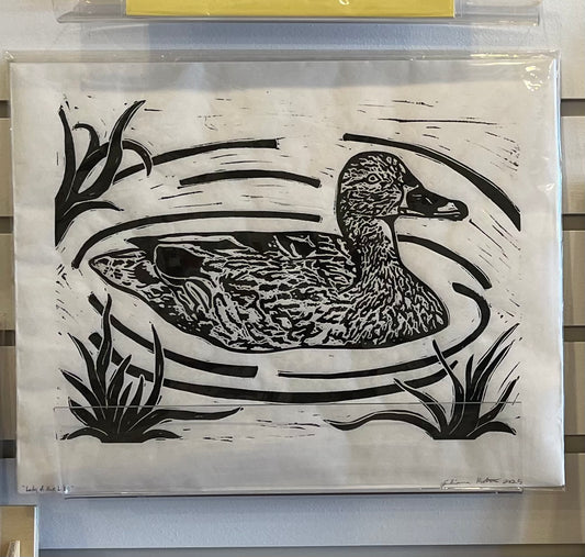 "Lady of the Lake" Linocut